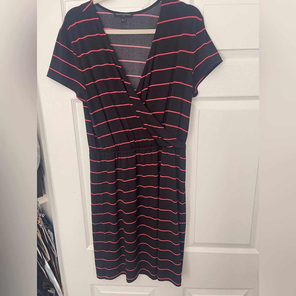 Banana Republic Black Dress with Pink Stripes